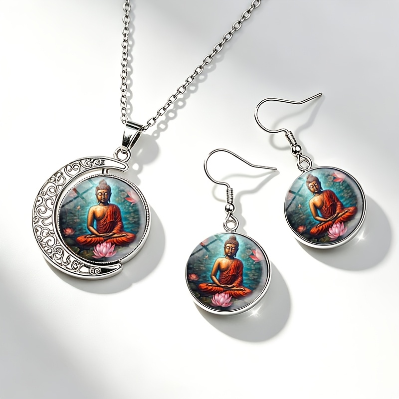 3pc Lotus Pond Necklace & Earrings Set